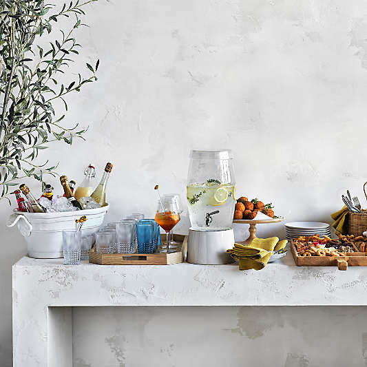 Marin White Stoneware Drink Dispenser Stand