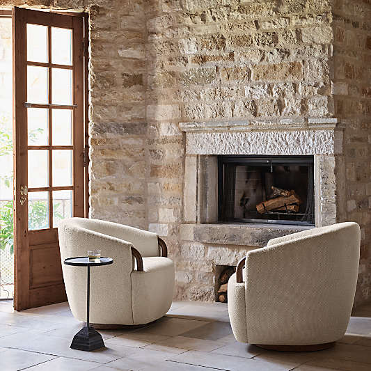 Rapallo Wood Swivel Accent Chair