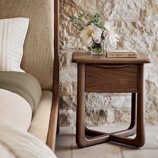 Alrik 20" Brown Oak Wood Narrow Nightstand
