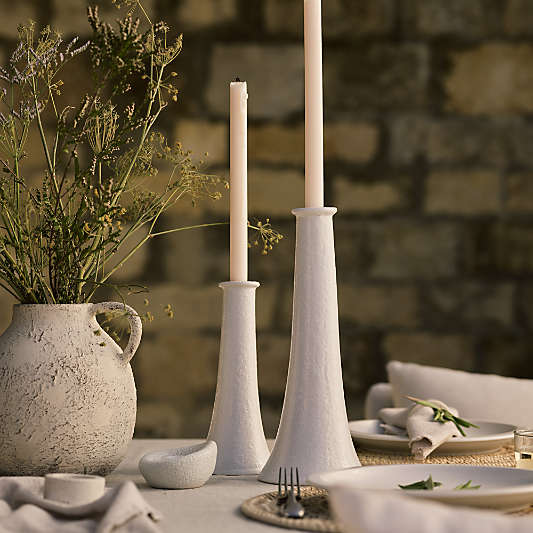 Valla White Ceramic Candle Holders
