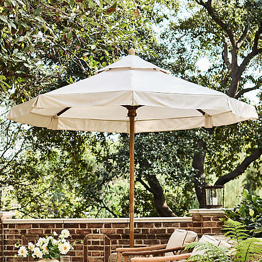 The Cobden 9' Round Teak Outdoor Umbrella by Jake Arnold