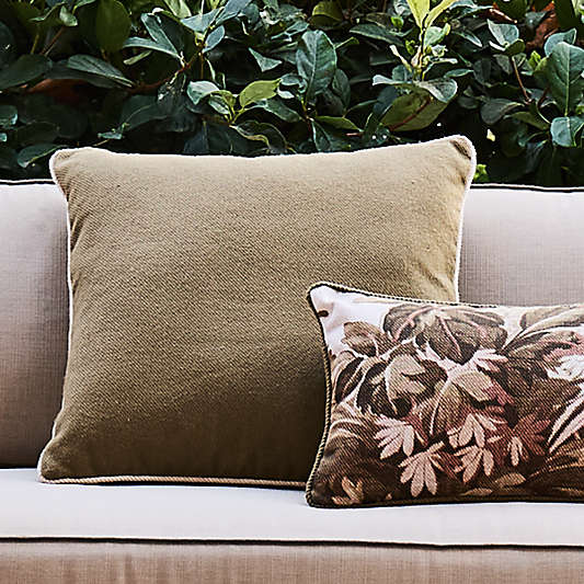 Collins Twill Weave 20"x20" Dark Parsnip Green Outdoor Throw Pillow by Jake Arnold