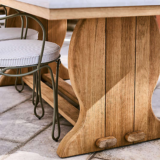 The Townsend 85.5" Teak Wood and Stone Indoor/Outdoor Dining Table by Jake Arnold