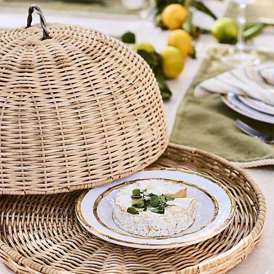 Abbott White and Bamboo Outdoor Melamine Salad Plate by Jake Arnold