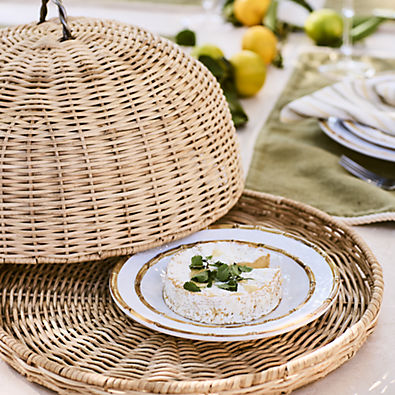 View Wicker Serving Tray with Lid By Jake Arnold details