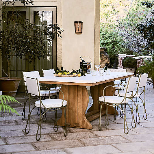 The Townsend 85.5" Teak Wood and Stone Indoor/Outdoor Dining Table by Jake Arnold