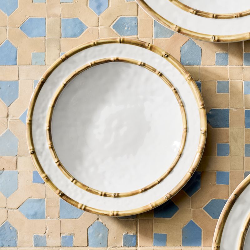 Viewing product image Abbott White and Bamboo Outdoor Melamine Salad Plate by Jake Arnold - image 1 of 6