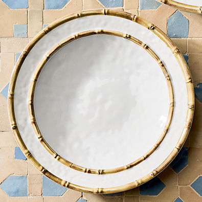 View Abbott Round White and Bamboo Outdoor Melamine Platter by Jake Arnold details
