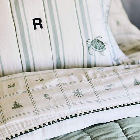 Crewe Blue Coastline Supersoft 100% Organic Cotton Kids Full Sheet Set by Jake Arnold