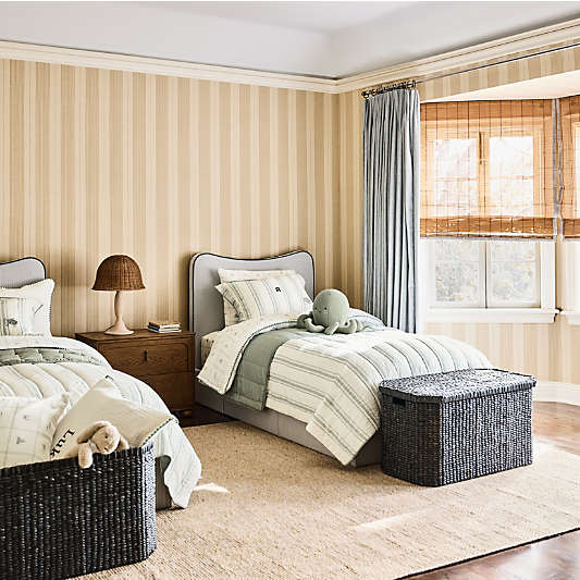 Chunky Squares Wool and Polyester Beige Kids Performance Area Rug 5'x8'