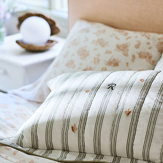 Francis Green Coral Reef Embroidered Stripe Organic Cotton Kids Sham by Jake Arnold