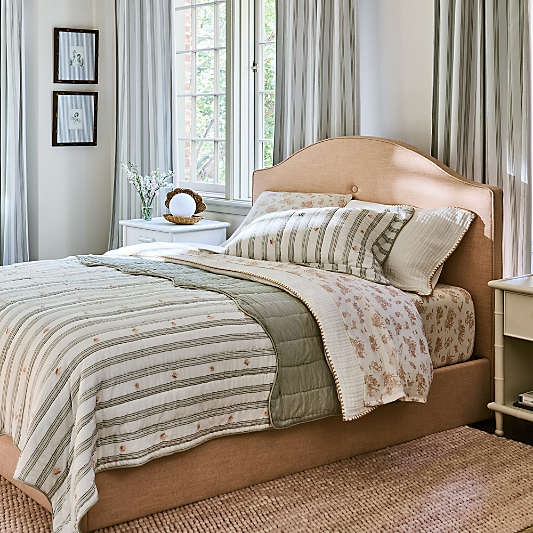 Francis Green Coral Reef Embroidered Stripe Organic Cotton Kids Quilt by Jake Arnold