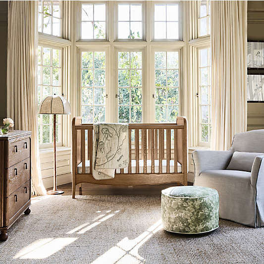 Bacton Oak Wood Convertible Baby Crib by Jake Arnold