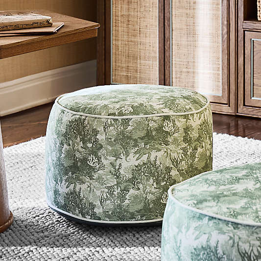 Kare Green Tapestry Kids Pouf by Jake Arnold
