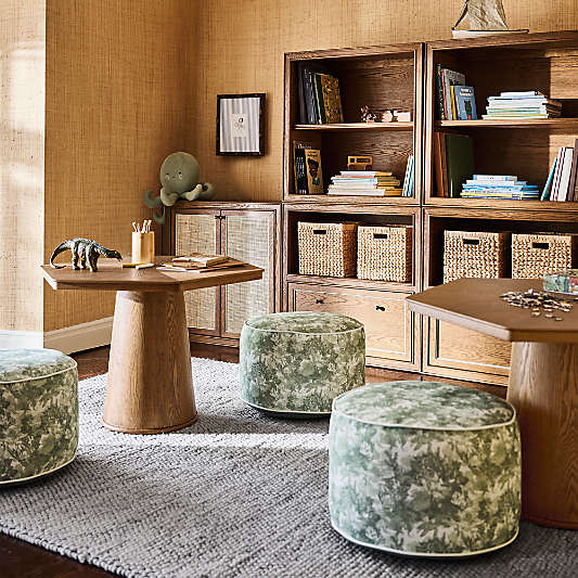 Kare Green Tapestry Kids Pouf by Jake Arnold