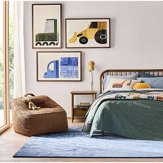 Narrative Marine Blue Wool and Tencel Kids 12"x18" Rug Swatch by Jeremiah Brent