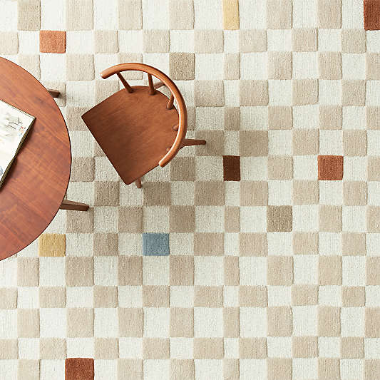 Imperfect Checkerboard Multicolor Wool Kids Area Rug