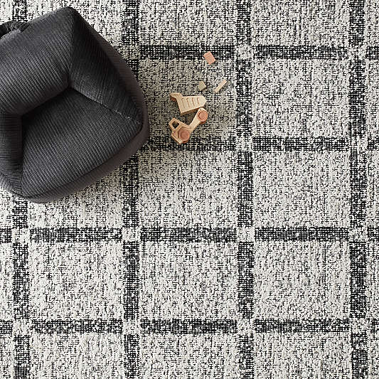 Boucle Black Handwoven Flatweave Kids Performance Area Rug