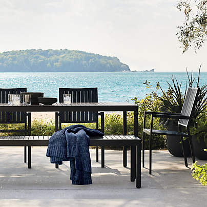 Alfresco 78" Black Rectangular Outdoor Dining Table