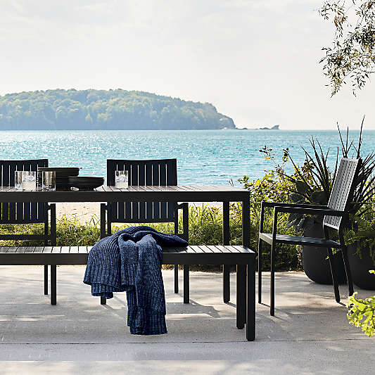 Alfresco 78" Black Rectangular Outdoor Dining Table