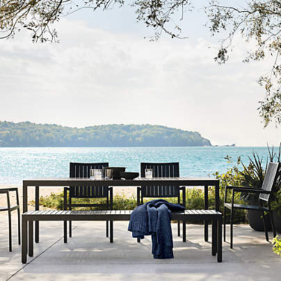 Alfresco 78" Black Rectangular Outdoor Dining Table