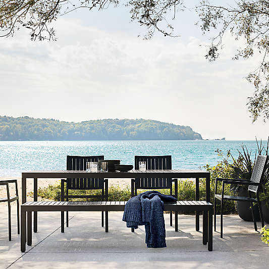 Alfresco 78" Black Rectangular Outdoor Dining Table