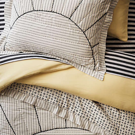 Comfy Tee Charcoal Stripe Organic Cotton Jersey Kids Full Sheet Set