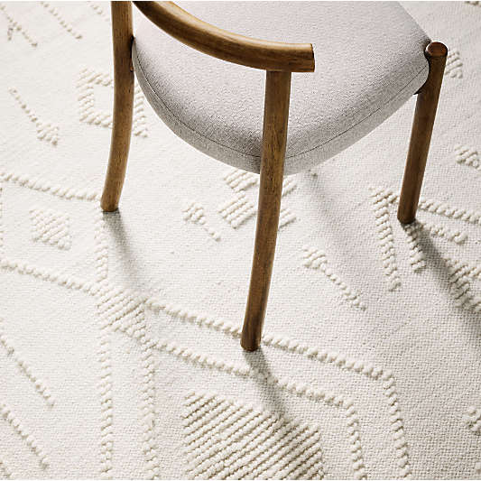 Textural Flatweave Ivory Wool and Cotton Kids Area Rug 6'x9'