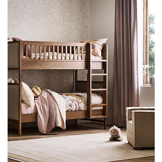 Beau Barley Brown Wood and Upholstered Kids Convertible Bunk Bed