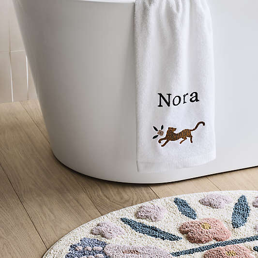 Marrakech Floral Embroidered Organic Cotton Kids Bath Towel