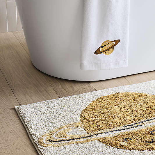 Outer Space Embroidered Organic Cotton Kids Bath Towel
