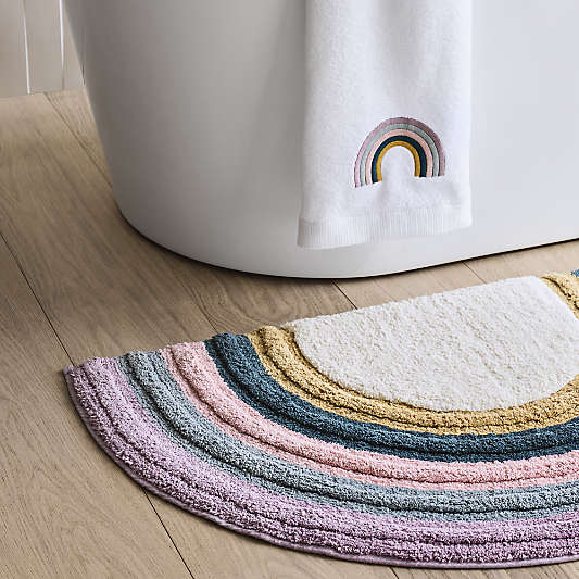Asha Rainbow Embroidered Organic Cotton Kids Bath Towel