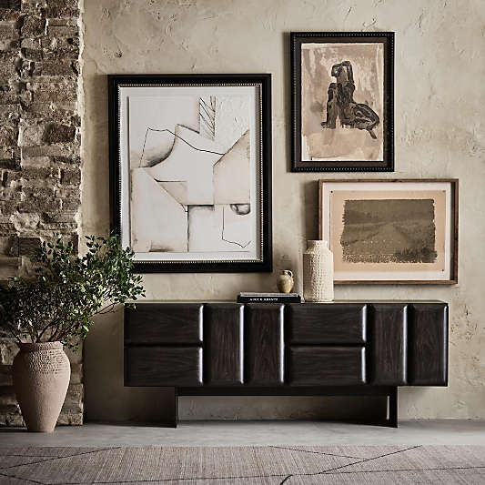 Ameno 72" Charcoal Ash Wood and Metal Storage Media Console