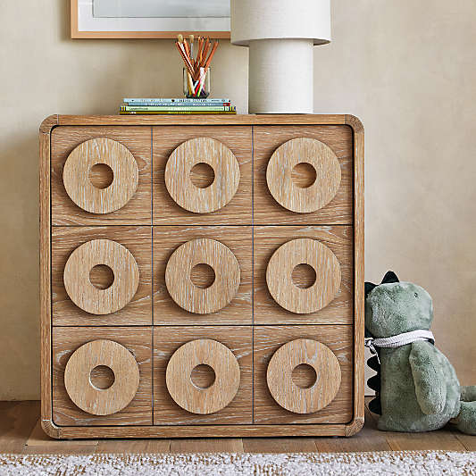 Atlas 34" Natural Oak Wood Narrow 3-Drawer Kids Dresser