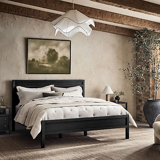 Keane Black Solid Wood King Bed