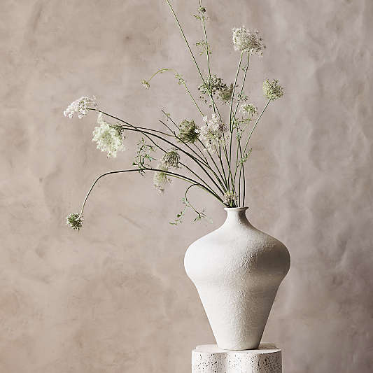 Amphore Large Cream Ceramic Plaster Vase 16"