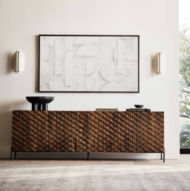 Raffael Carved Wood Storage Media Console - image 2 of 17