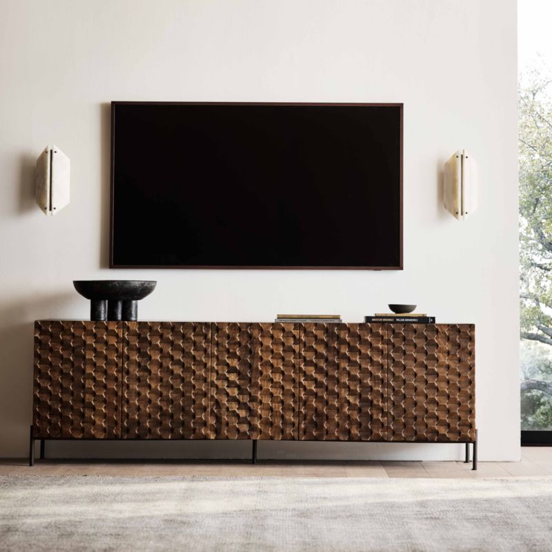 Raffael Carved Wood Storage Media Console - image 3 of 17