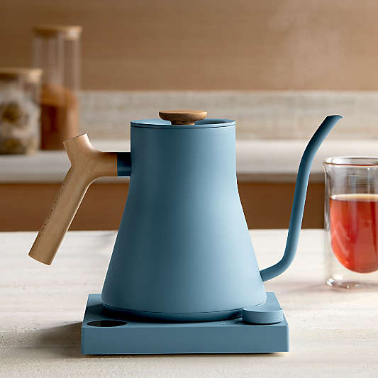Fellow Stagg EKG Pro Electric Kettle in Hazy Blue with Maple Accents