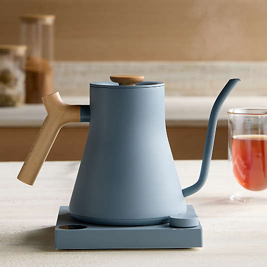 Fellow Stagg EKG Pro Electric Kettle in Hazy Blue with Maple Accents