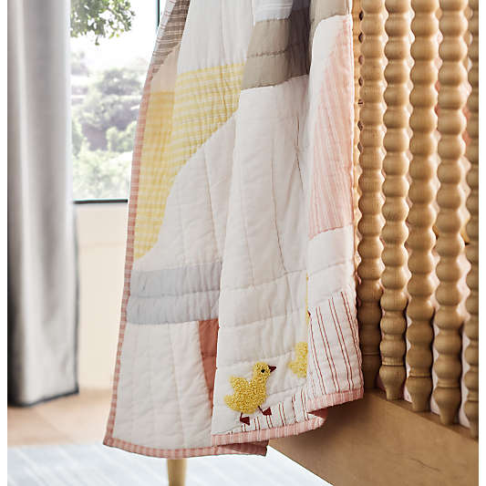 Pata Sunwashed Patchwork 100% Organic Cotton Reversible Baby Crib Quilt