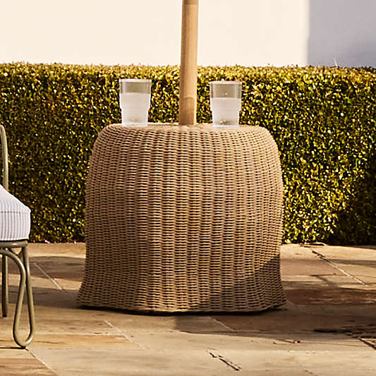 The Felix Wicker Outdoor Umbrella Side Table by Jake Arnold