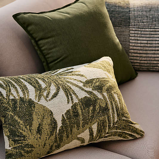 Jacquard Palm Leaf 22"x15" Outdoor Throw Pillows
