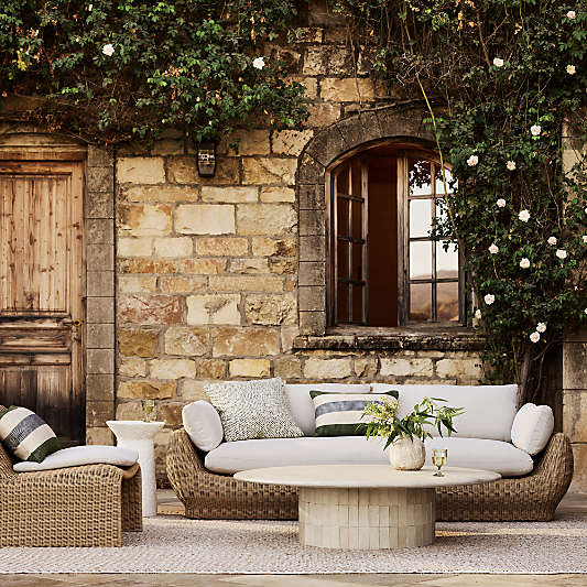 Ipanema Wicker Outdoor Sofa with Cushions (72"-164")