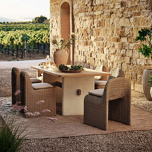 Ipanema 86" Teak Wood and Resin Outdoor Dining Table