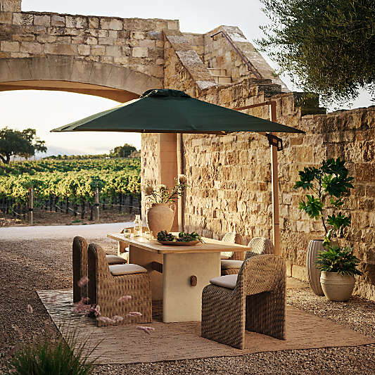 10' Round Cast Ivy Green Sunbrella® Cantilever Outdoor Patio Umbrella with Black Metal Frame