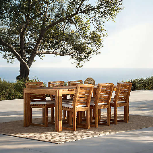Batten 86"-110" Natural Teak Extendable Outdoor Dining Table