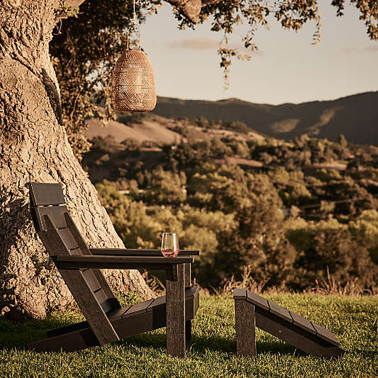 Takagi Black Recycled Outdoor Adirondack Chair with Ottoman