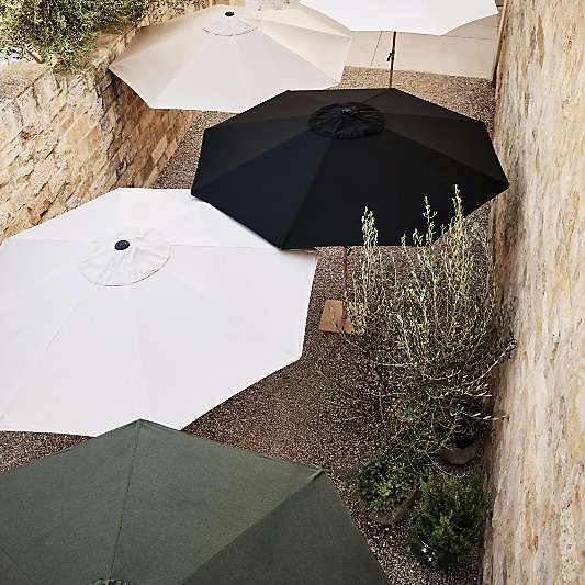 10' Round Sunbrella® Canvas White Outdoor Patio Umbrella with Black Metal Frame
