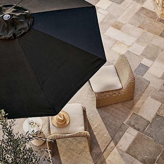 10' Round Sunbrella® Canvas Black Outdoor Patio Umbrella with Black Metal Frame